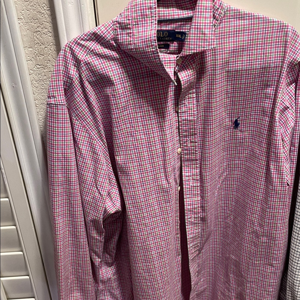 Polo by Ralph Lauren Men's Pink and White Checkered Shirt